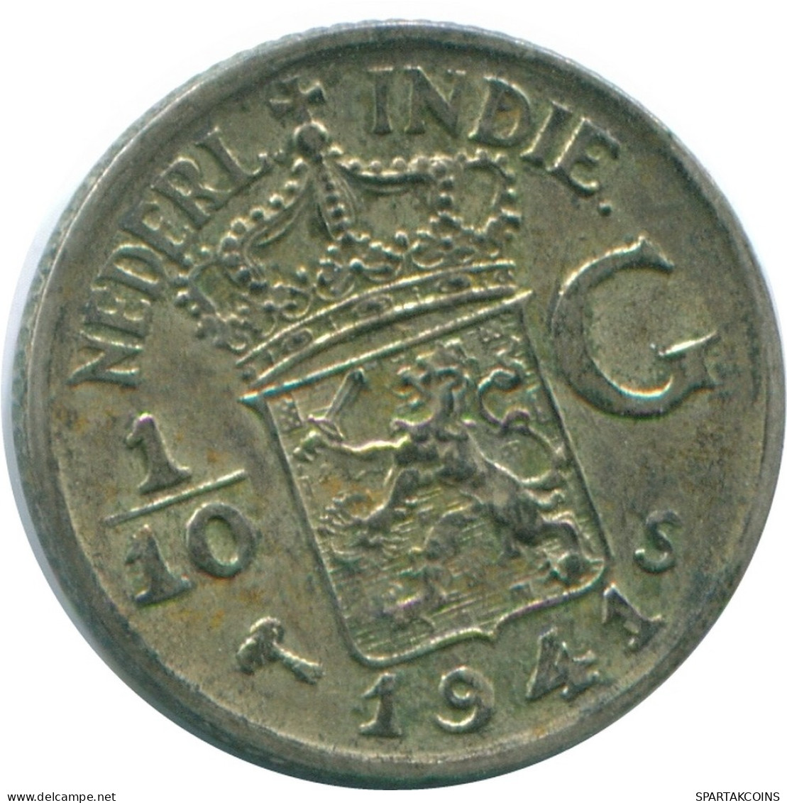 1/10 GULDEN 1941 S INDES ORIENTALES NÉERLANDAISES ARGENT Colonial Pièce #NL13809.3.F.A - Indie Olandesi