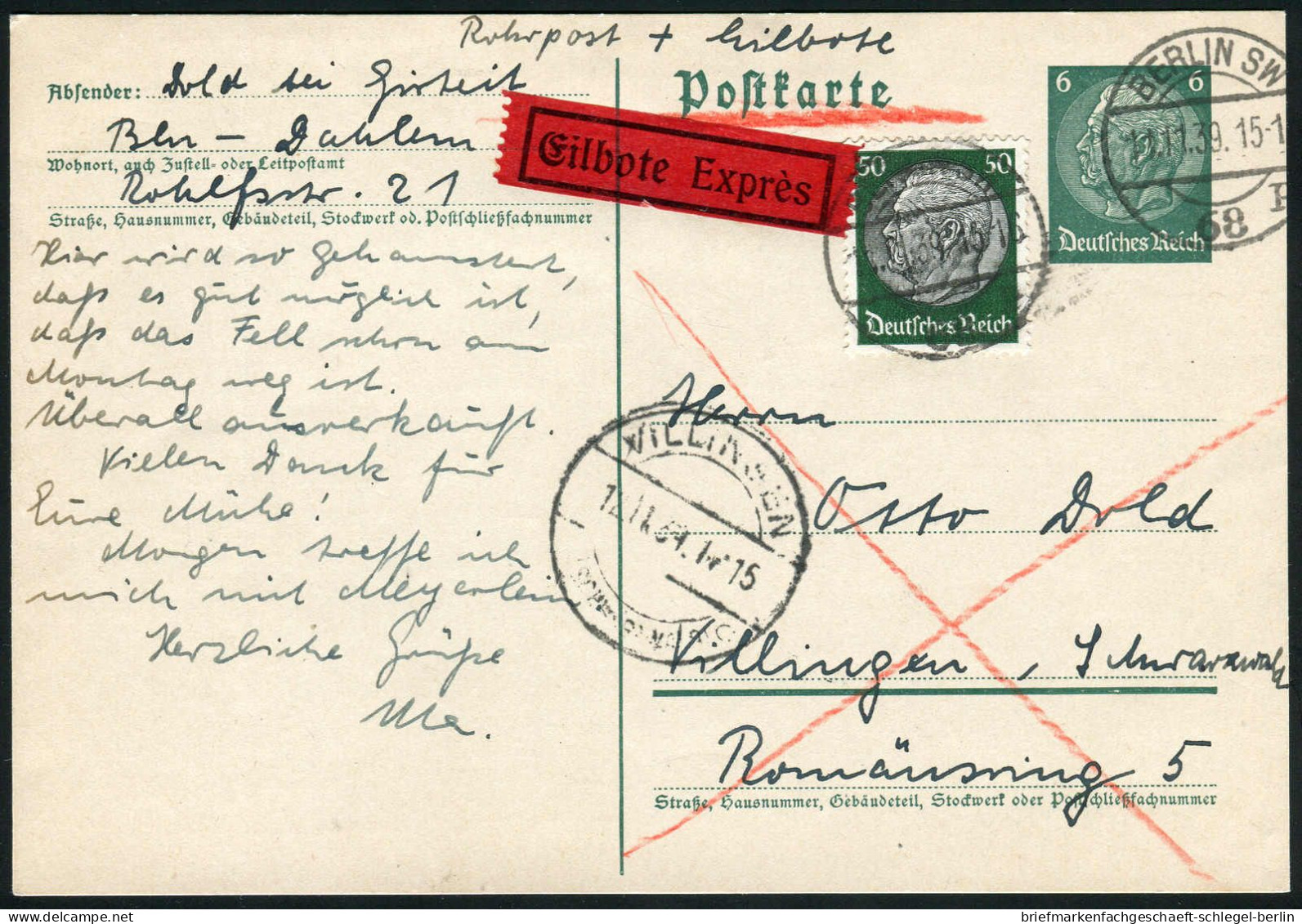 Berliner Postgeschichte, 1939, P 226 + 525, Brief - Covers & Documents