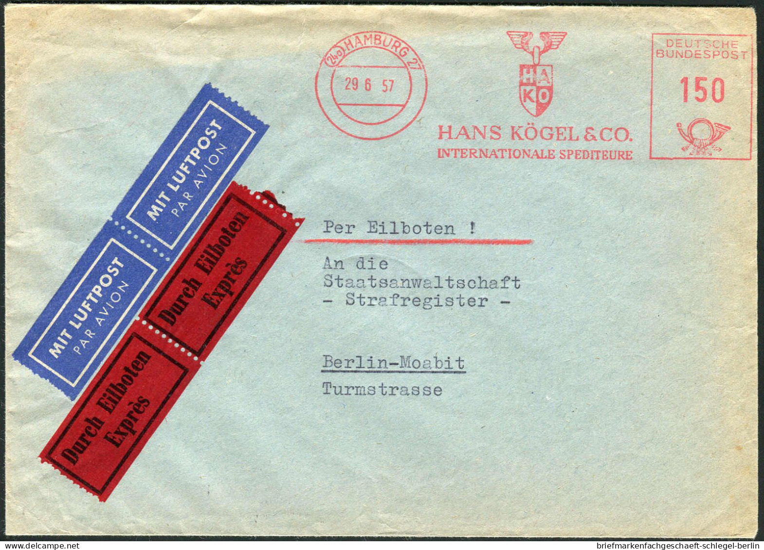 Bundesrepublik Deutschland, 1957, AFS, Brief - Altri & Non Classificati