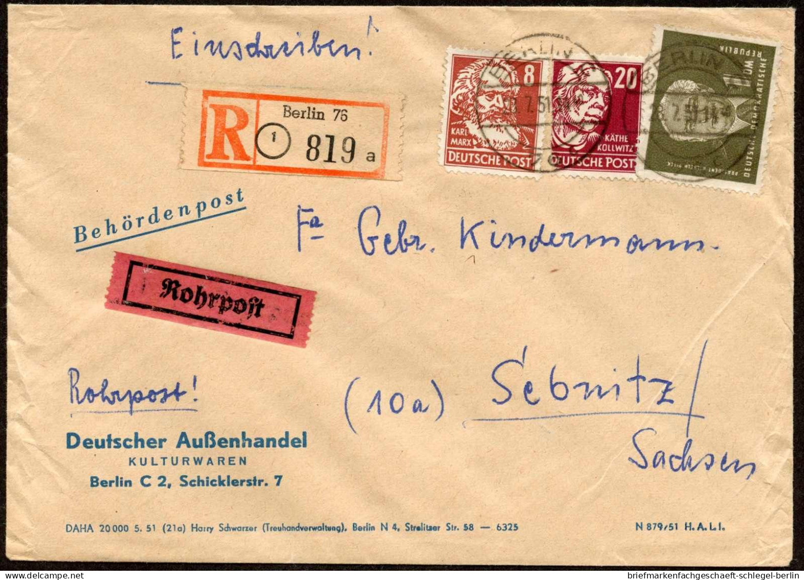 DDR, 1951, 214, 219, 253, Brief - Altri & Non Classificati