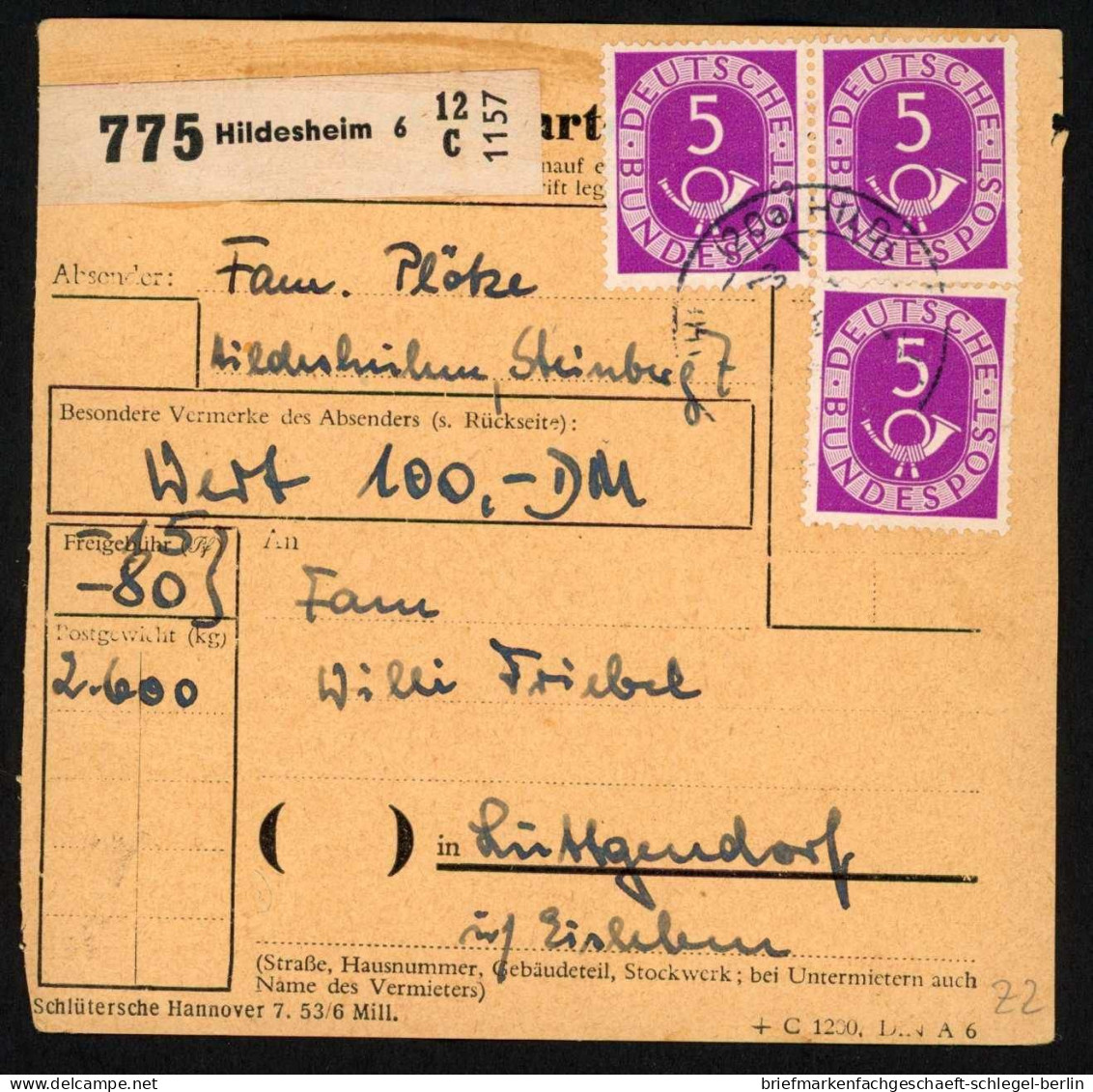 Bundesrepublik Deutschland, 1954, 125 (19), Brief - Andere & Zonder Classificatie