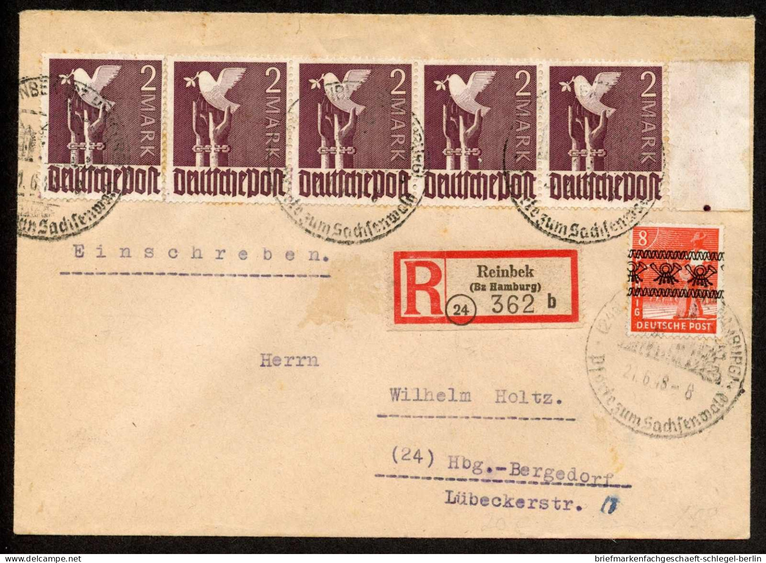 Amerik.+Brit. Zone (Bizone), 1948, 960(5) + 38 I, Brief - Briefe U. Dokumente