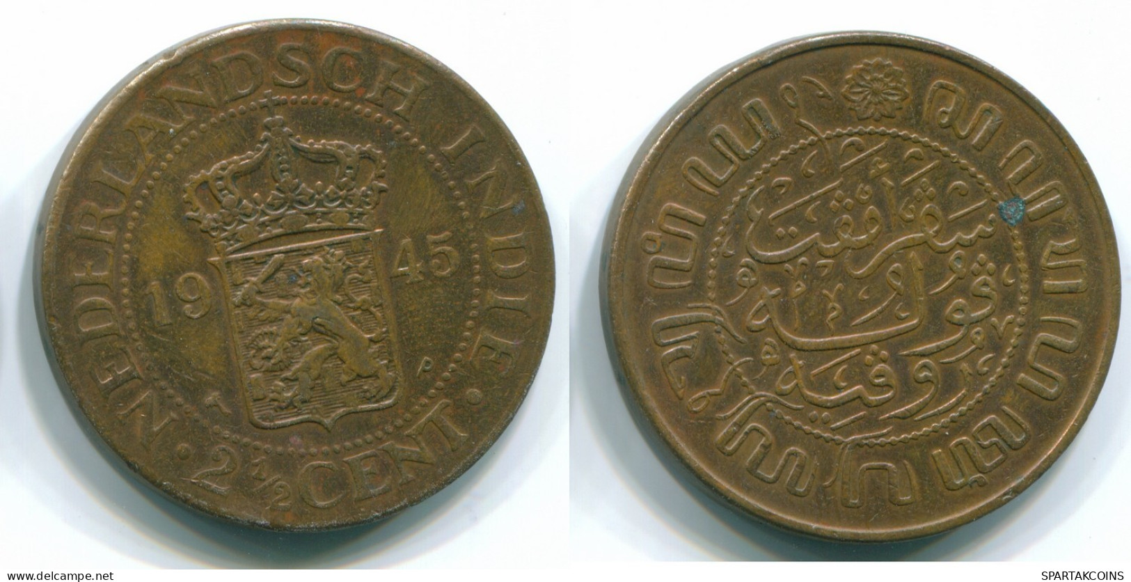 2 1/2 CENT 1945 INDES ORIENTALES NÉERLANDAISES INDONÉSIE INDONESIA Colonial Pièce #S12092.F.A - Niederländisch-Indien