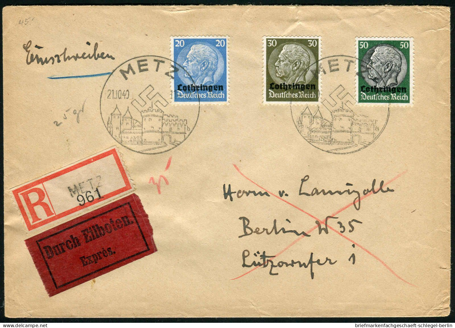 Deutsches Reich, 1940, Lothringen 9,11,13, Brief - Altri & Non Classificati