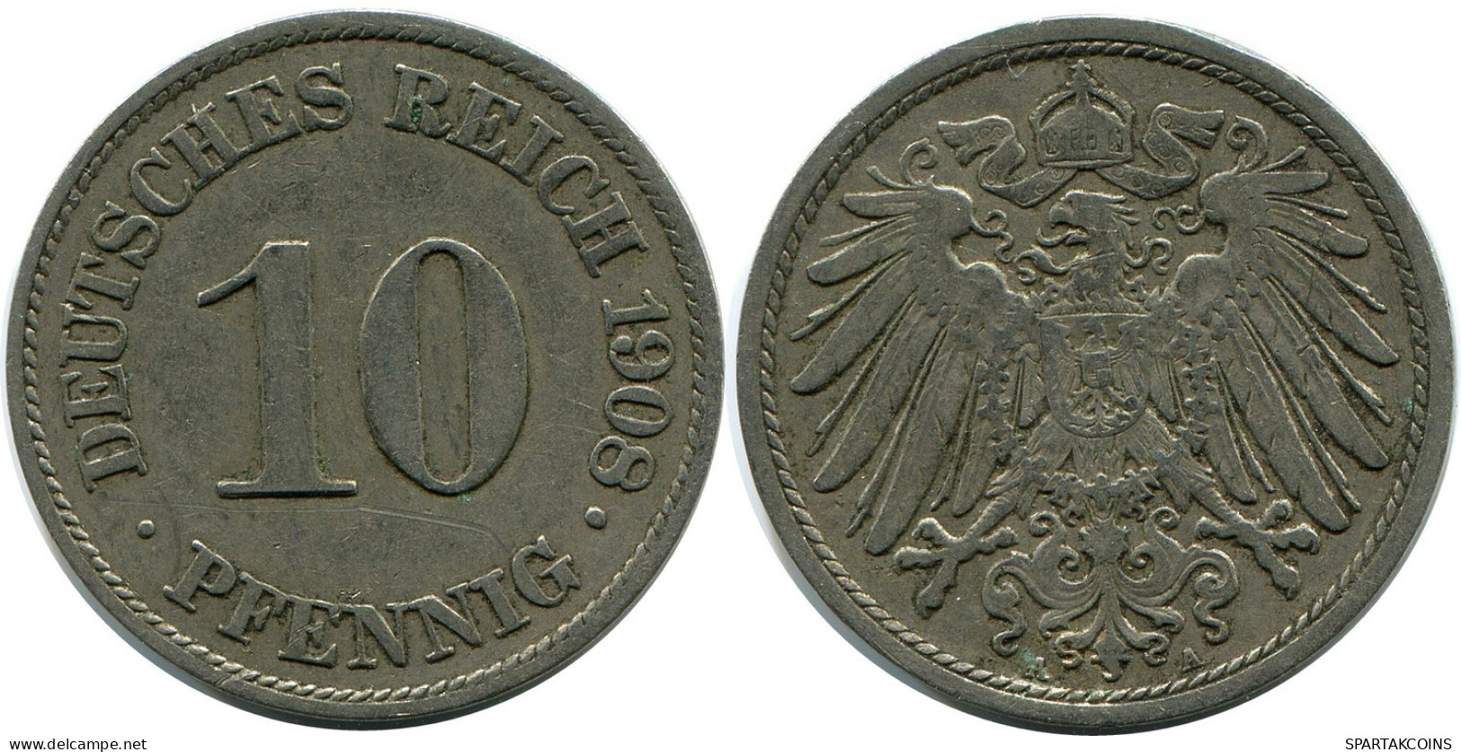 10 PFENNIG 1908 A ALLEMAGNE Pièce GERMANY #DB332.F.A - 10 Pfennig