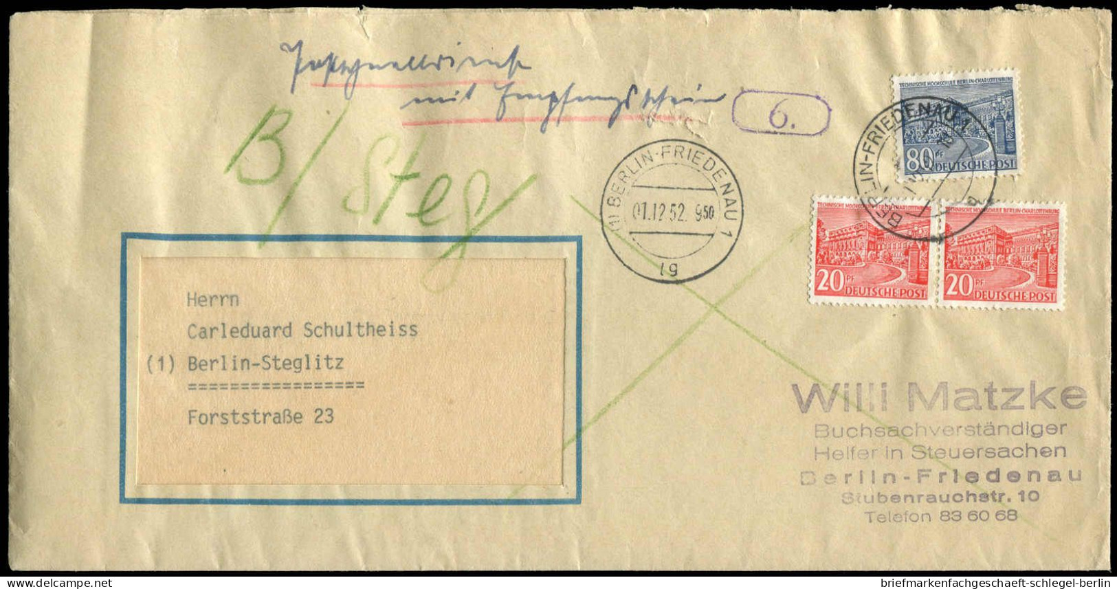 Berlin, 1952, 49(2) + 55, Brief - Sonstige & Ohne Zuordnung