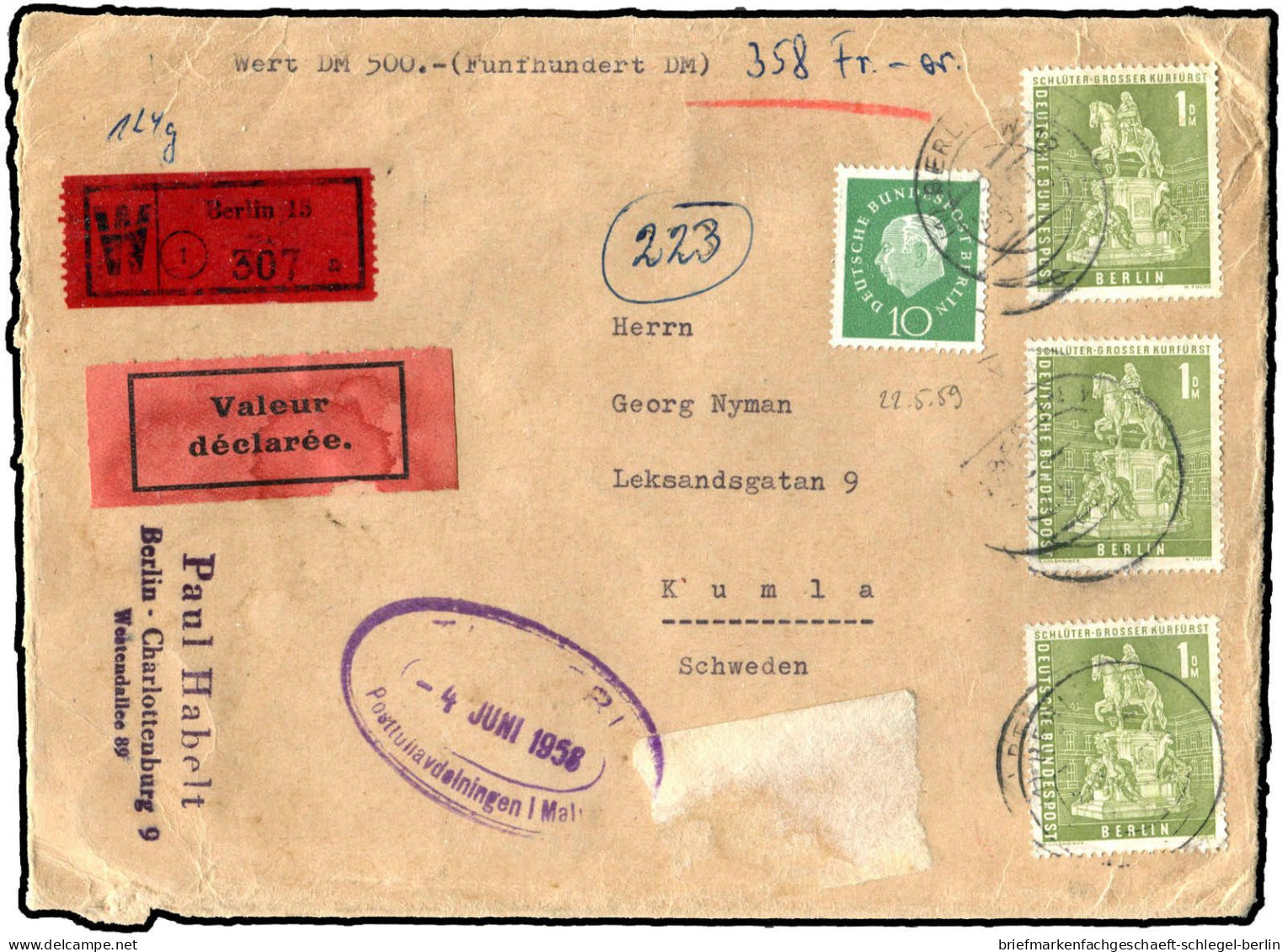 Berlin, 1959, 153 (3) + 183, Brief - Altri & Non Classificati