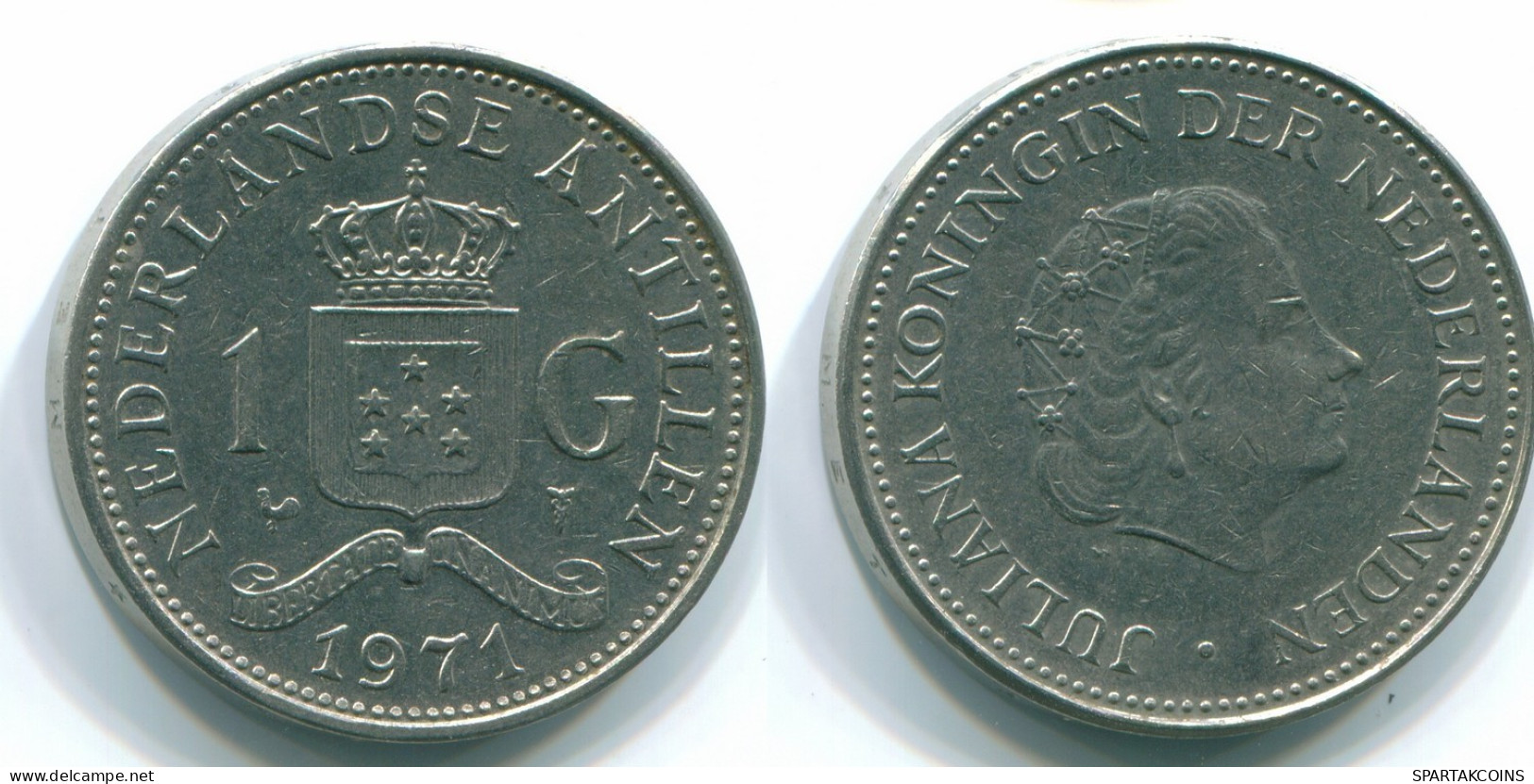 1 GULDEN 1971 ANTILLAS NEERLANDESAS Nickel Colonial Moneda #S11916.E.A - Niederländische Antillen