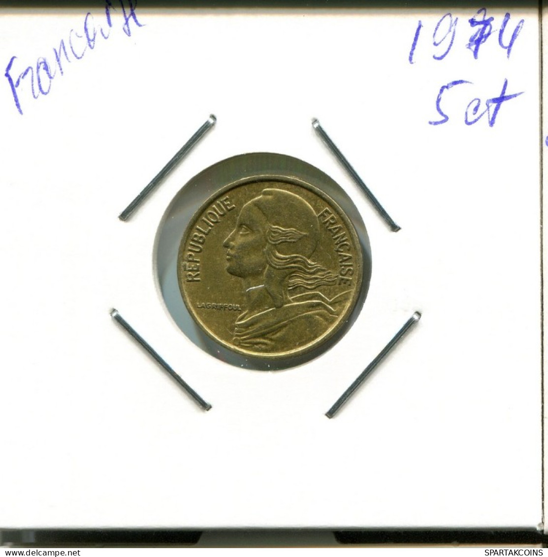 5 CENTIMES 1974 FRANCIA FRANCE Moneda #AN804.E.A - 5 Centimes