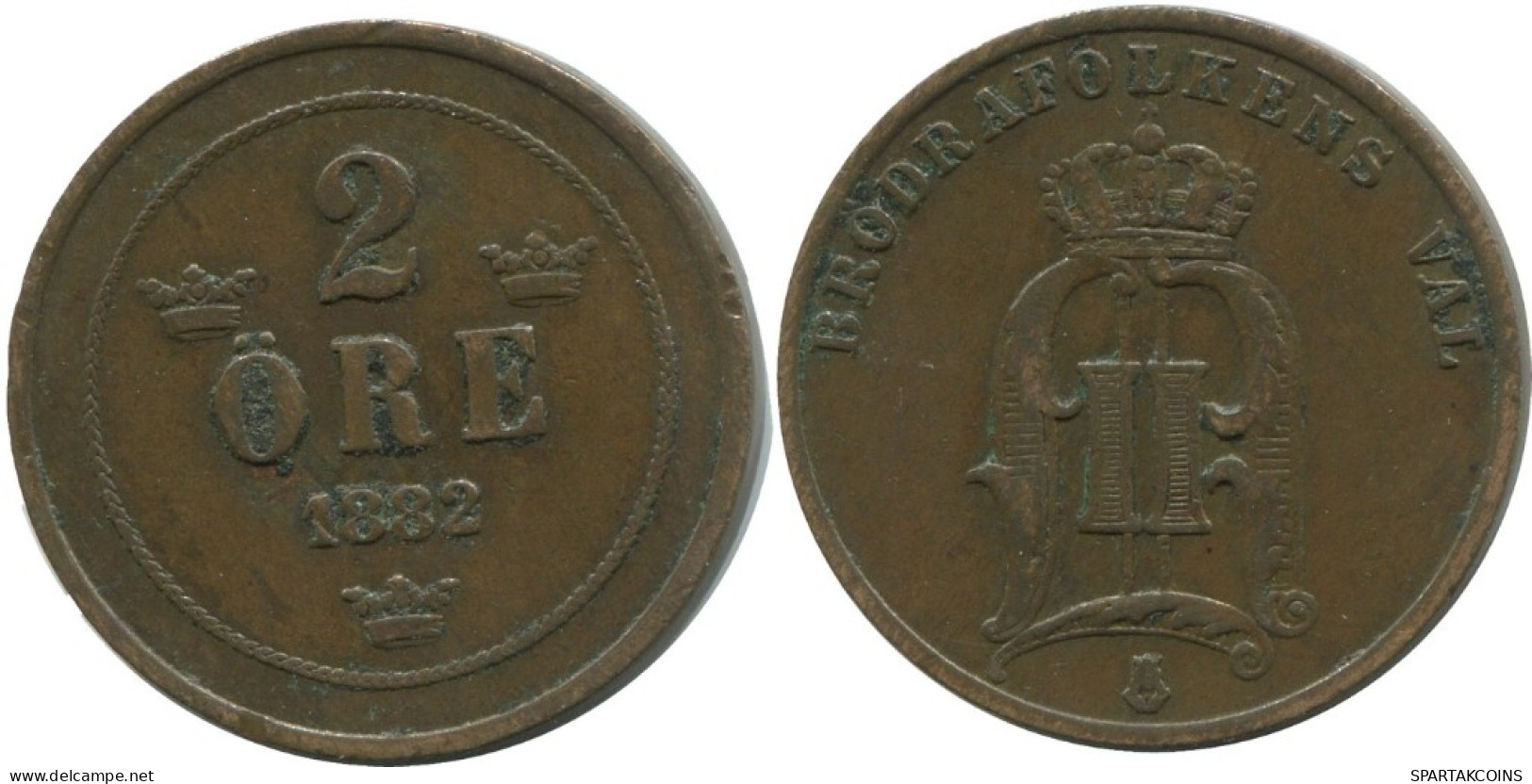 2 ORE 1892 SUECIA SWEDEN Moneda #AC901.2.E.A - Suède