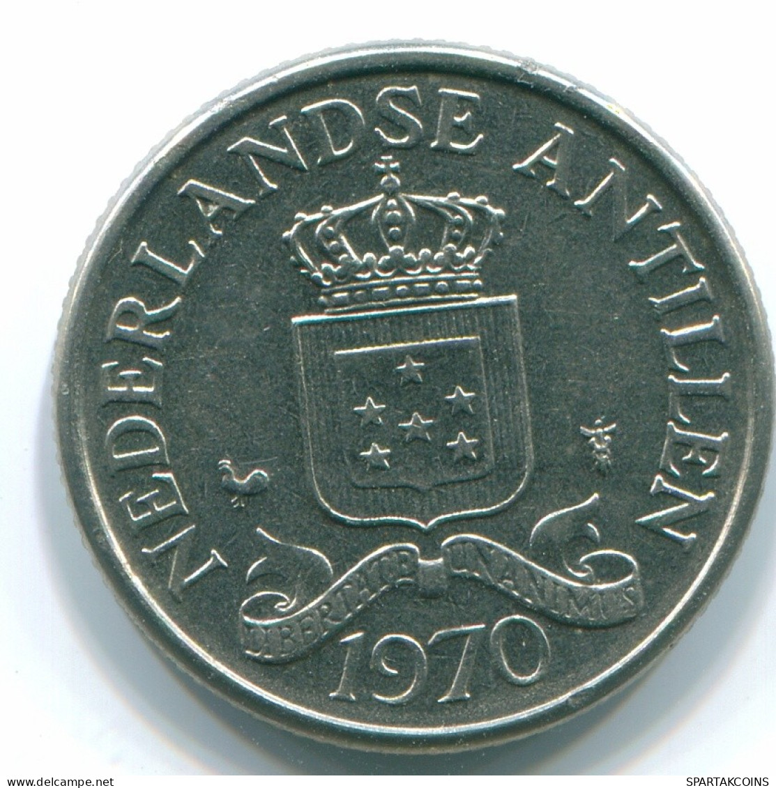 25 CENTS 1970 NETHERLANDS ANTILLES Nickel Colonial Coin #S11446.U.A - Niederländische Antillen