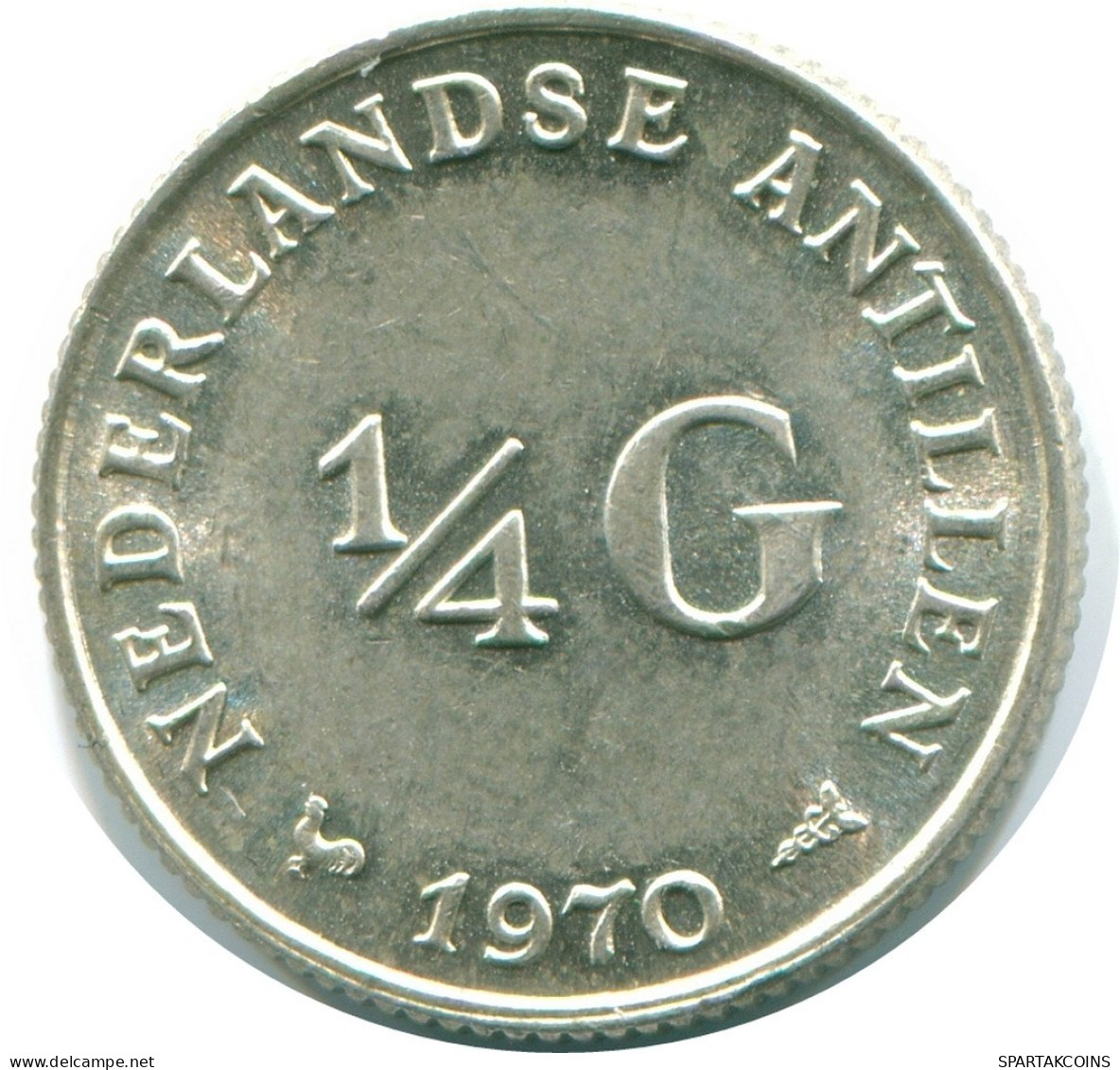 1/4 GULDEN 1970 ANTILLES NÉERLANDAISES ARGENT Colonial Pièce #NL11616.4.F.A - Antilles Néerlandaises