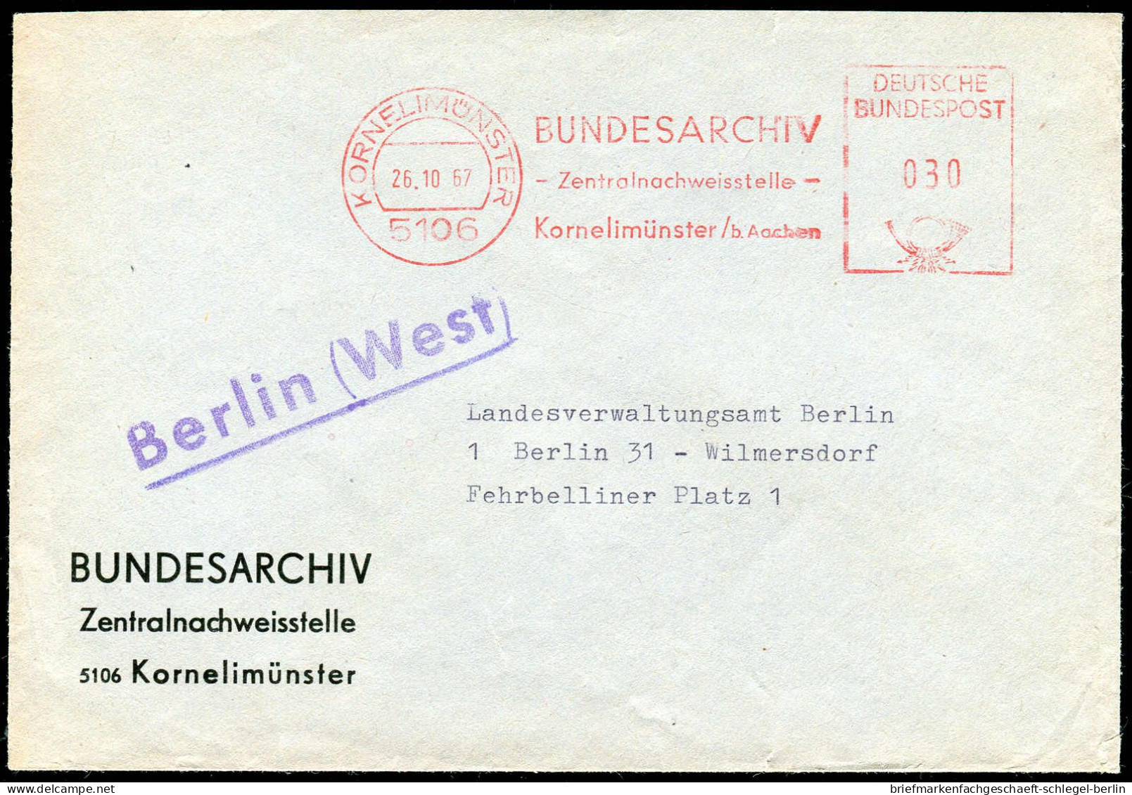 Bundesrepublik Deutschland, 1967, AFS, Brief - Sonstige & Ohne Zuordnung