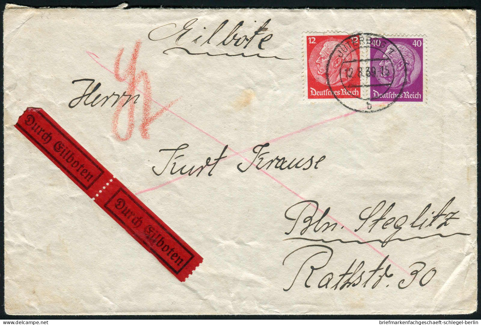 Berliner Postgeschichte, 1939, 519, 524, Brief - Storia Postale