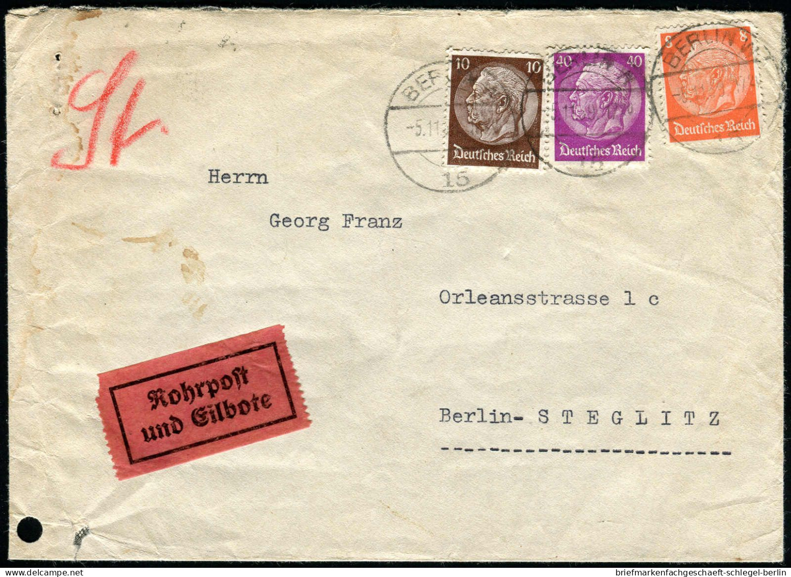 Berliner Postgeschichte, 1939, 517, 518, 524, Brief - Storia Postale