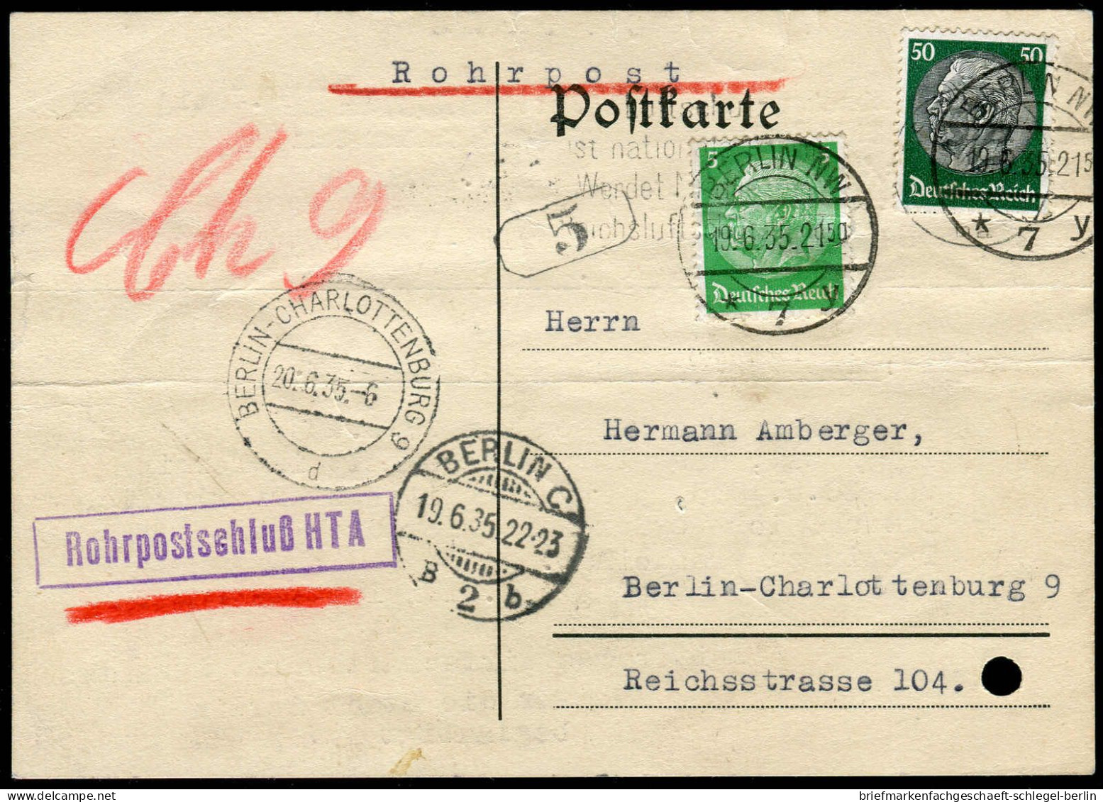 Berliner Postgeschichte, 1935, 515, 525, Brief - Storia Postale