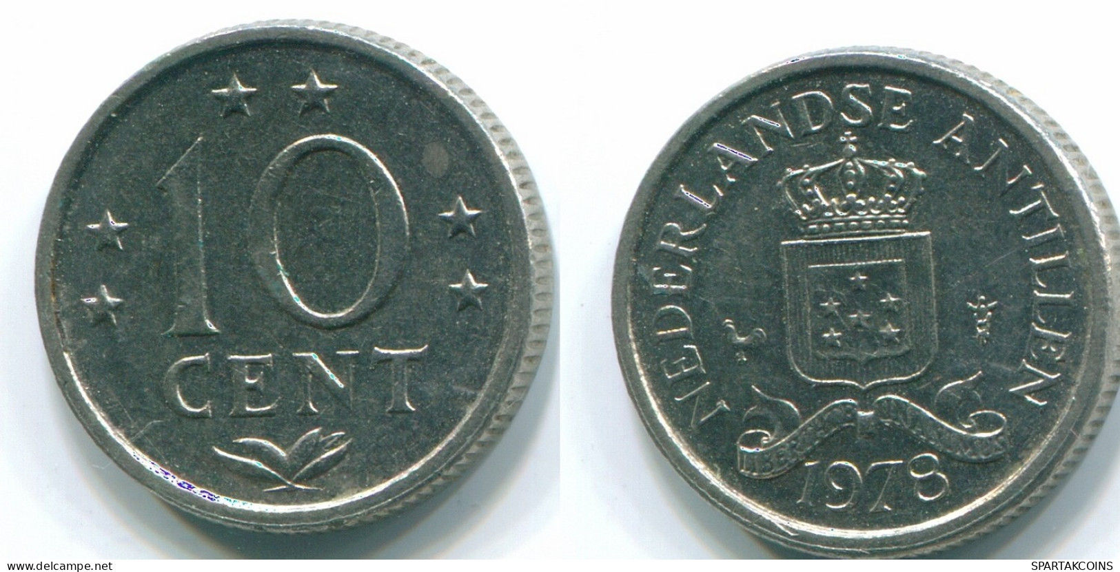 10 CENTS 1978 ANTILLES NÉERLANDAISES Nickel Colonial Pièce #S13576.F.A - Netherlands Antilles
