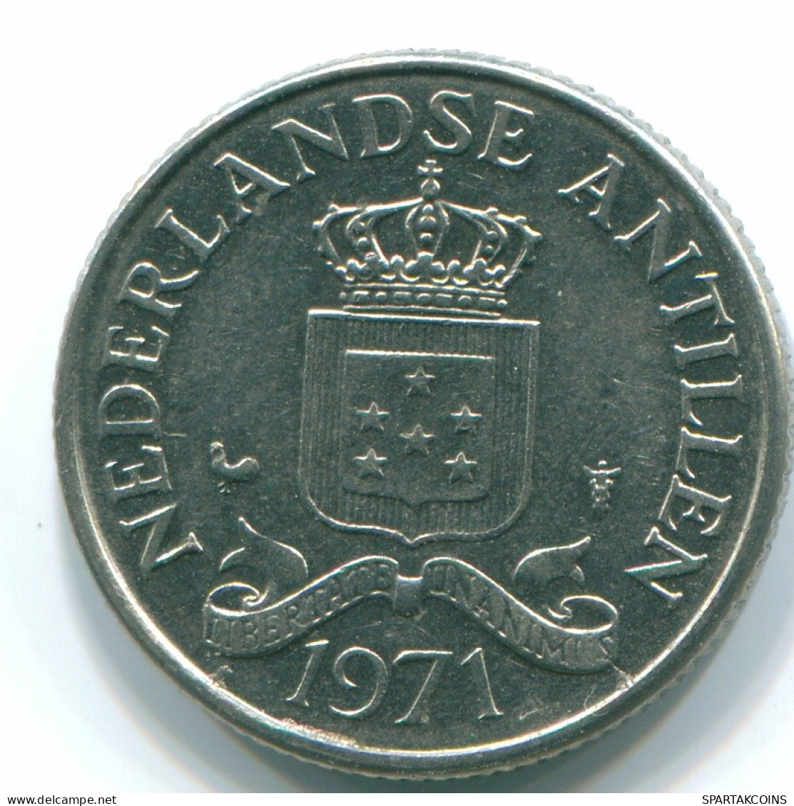 25 CENTS 1971 NIEDERLÄNDISCHE ANTILLEN Nickel Koloniale Münze #S11508.D.A - Niederländische Antillen