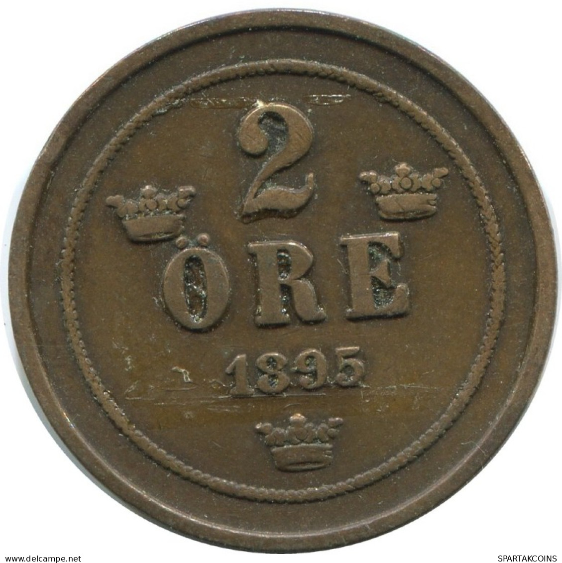 2 ORE 1895 SCHWEDEN SWEDEN Münze #AD020.2.D.A - Suède