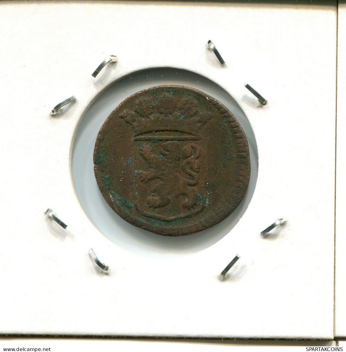 1734 HOLLAND VOC DUIT NIEDERLANDE OSTINDIEN NY COLONIAL PENNY #VOC2215.7.D.A - Indes Neerlandesas