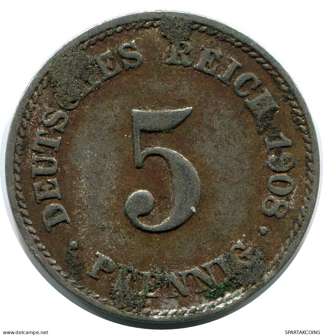 5 PFENNIG 1908 J GERMANY Coin #DB166.U.A - 5 Pfennig