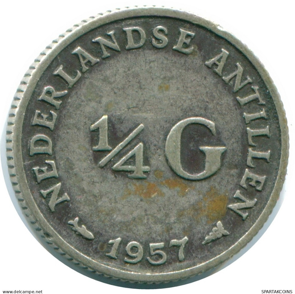 1/4 GULDEN 1957 ANTILLES NÉERLANDAISES ARGENT Colonial Pièce #NL11004.4.F.A - Antilles Néerlandaises