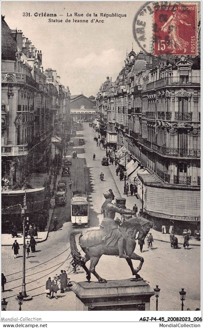 AGJP4-0275-45 - ORLEANS - La Rue De La République - Statue De Jeanne D'arc  - Orleans