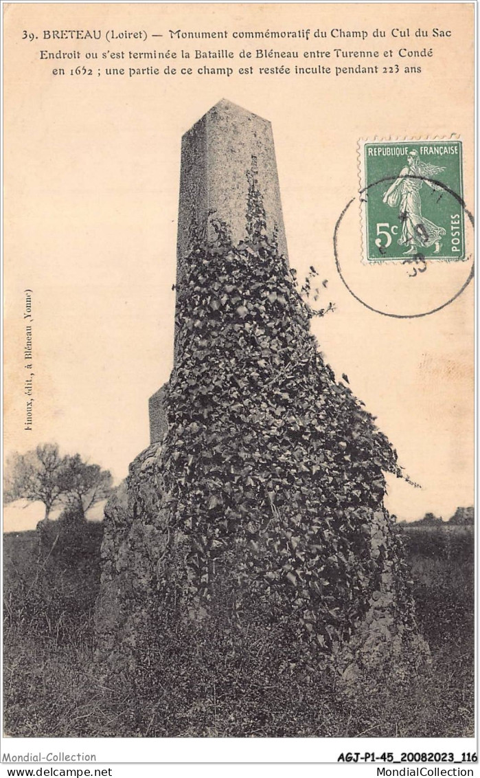 AGJP1-0059-45 - BRETAU - Loiret - Monument Comméroratif Du Champ Du Cul Du Sac  - Other & Unclassified