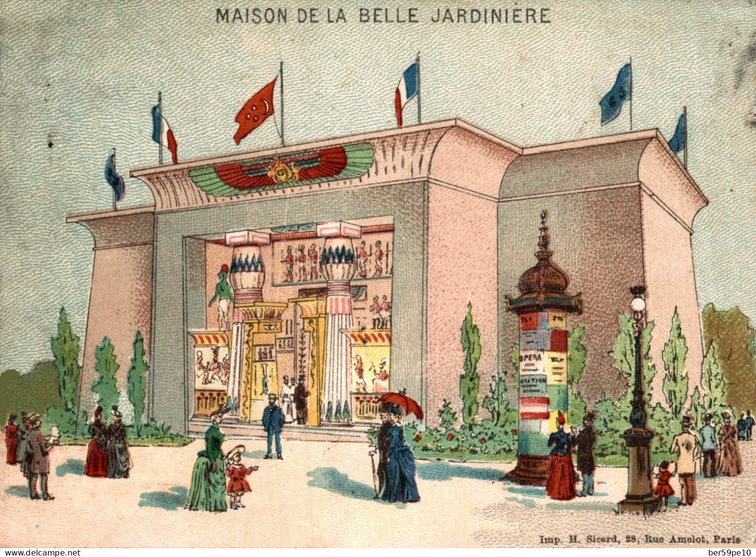 CHROMO MAISON DE LA BELLE JARDINIERE A PARIS EXPOSITION UNIVERSELLE 1889 - Otros & Sin Clasificación