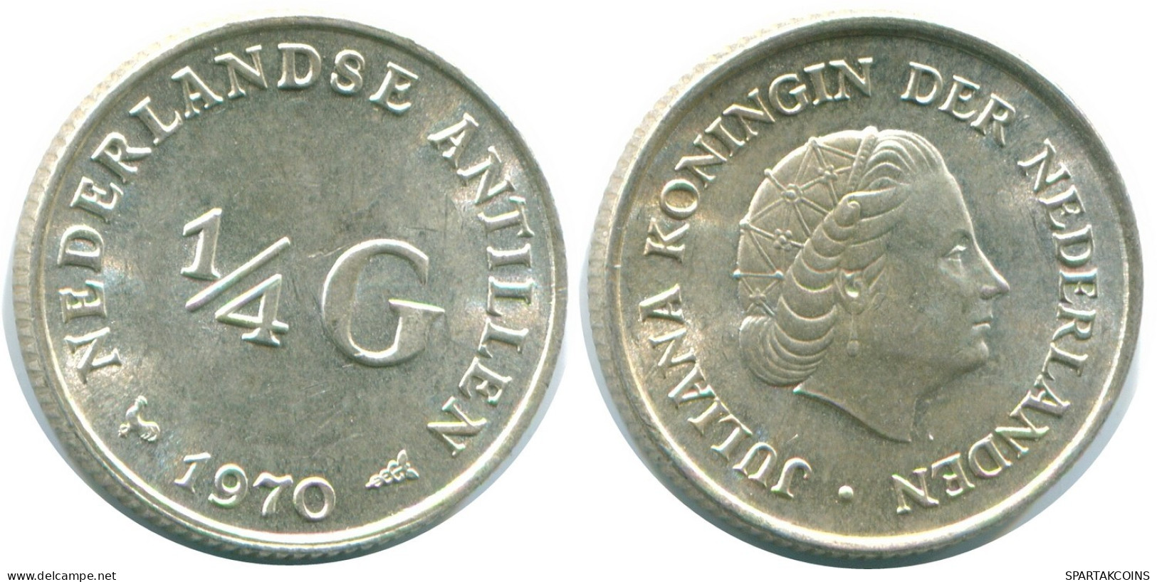 1/4 GULDEN 1970 NETHERLANDS ANTILLES SILVER Colonial Coin #NL11654.4.U.A - Antille Olandesi