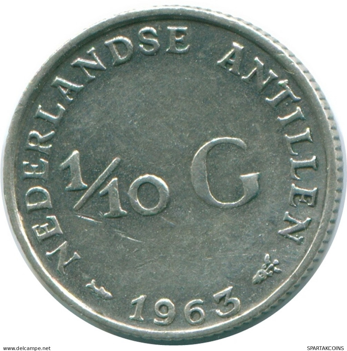 1/10 GULDEN 1963 NIEDERLÄNDISCHE ANTILLEN SILBER Koloniale Münze #NL12529.3.D.A - Antille Olandesi