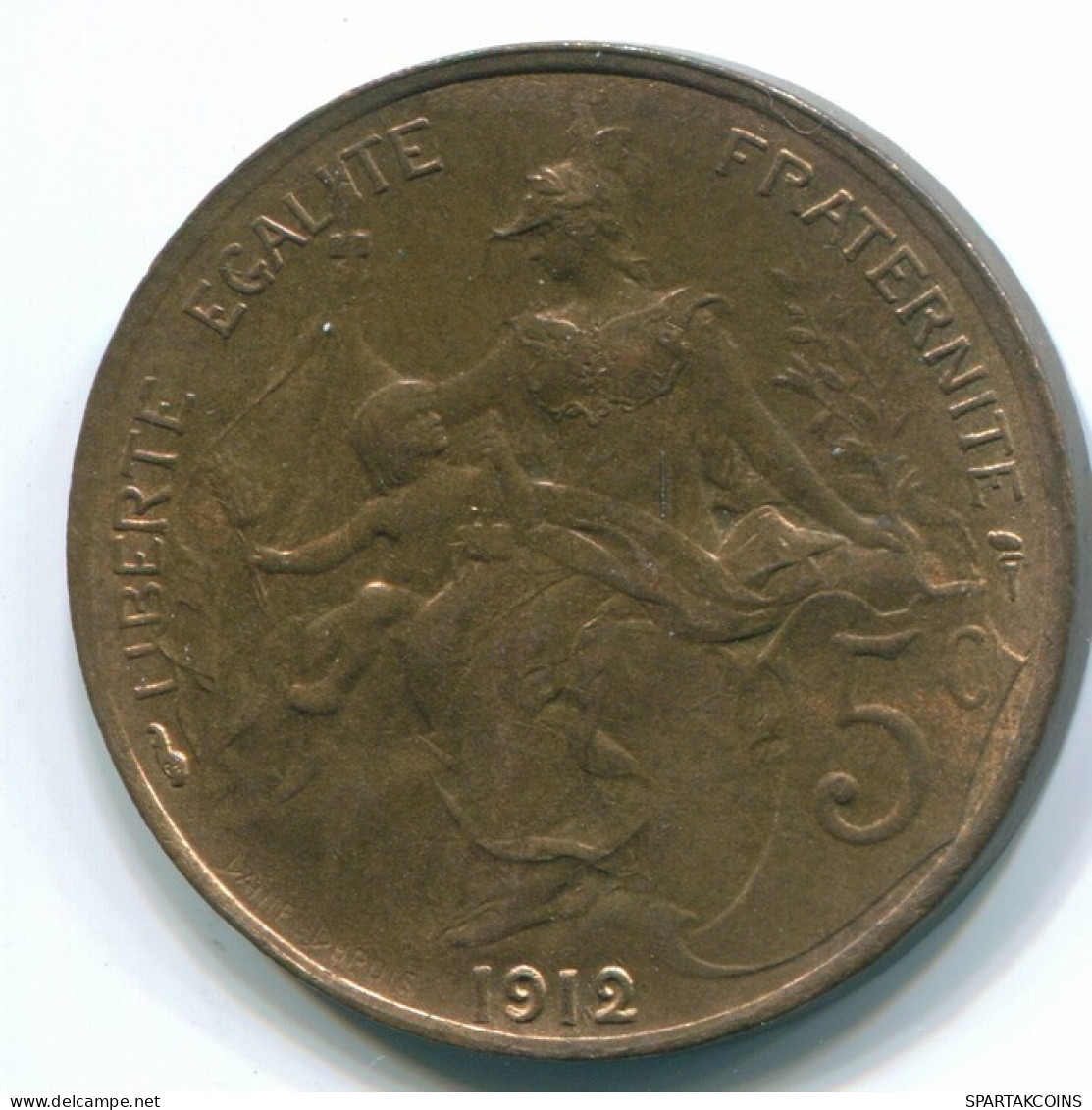 5 CENTIMES 1912 FRANCE Pièce AUNC #FR1122.14.F.A - 5 Centimes