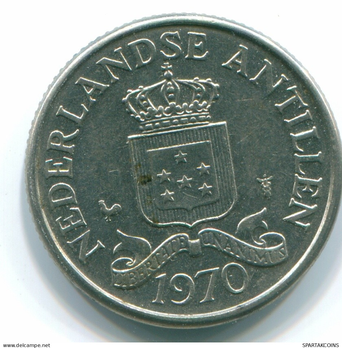 25 CENTS 1970 ANTILLAS NEERLANDESAS Nickel Colonial Moneda #S11440.E.A - Antilles Néerlandaises