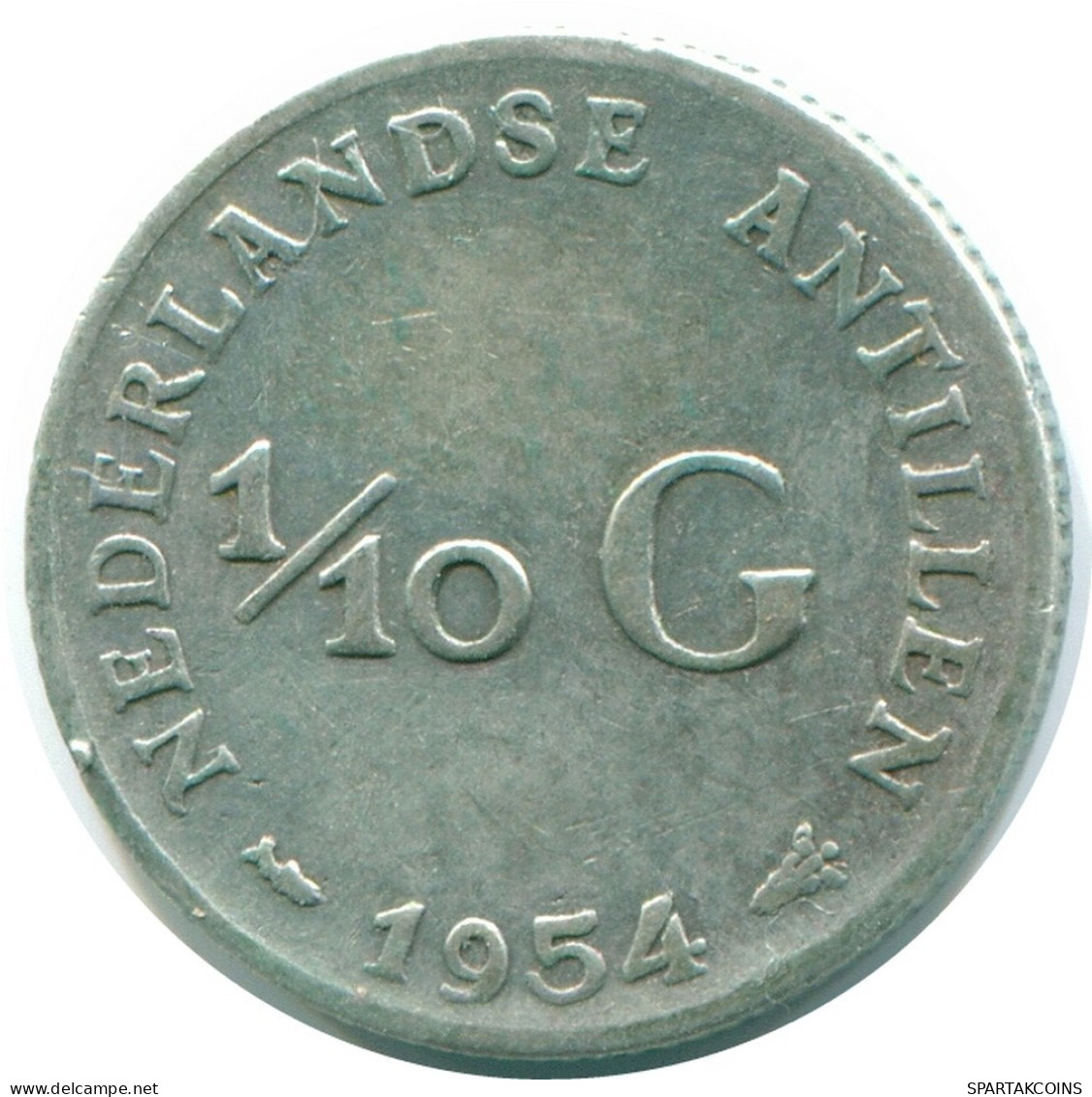 1/10 GULDEN 1954 ANTILLES NÉERLANDAISES ARGENT Colonial Pièce #NL12053.3.F.A - Netherlands Antilles