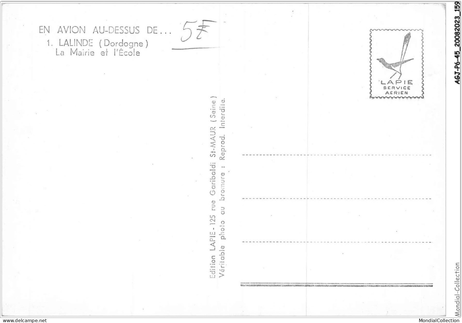 AGJP6-0534-45 - En Avion Au Dessus De - LALINDE - Dordogne - La Mairie Et L'école - Sonstige & Ohne Zuordnung