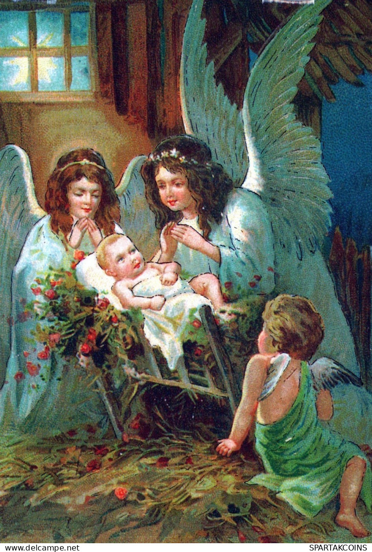 ANGEL CHRISTMAS Holidays Vintage Postcard CPSM #PAH578.A - Angels
