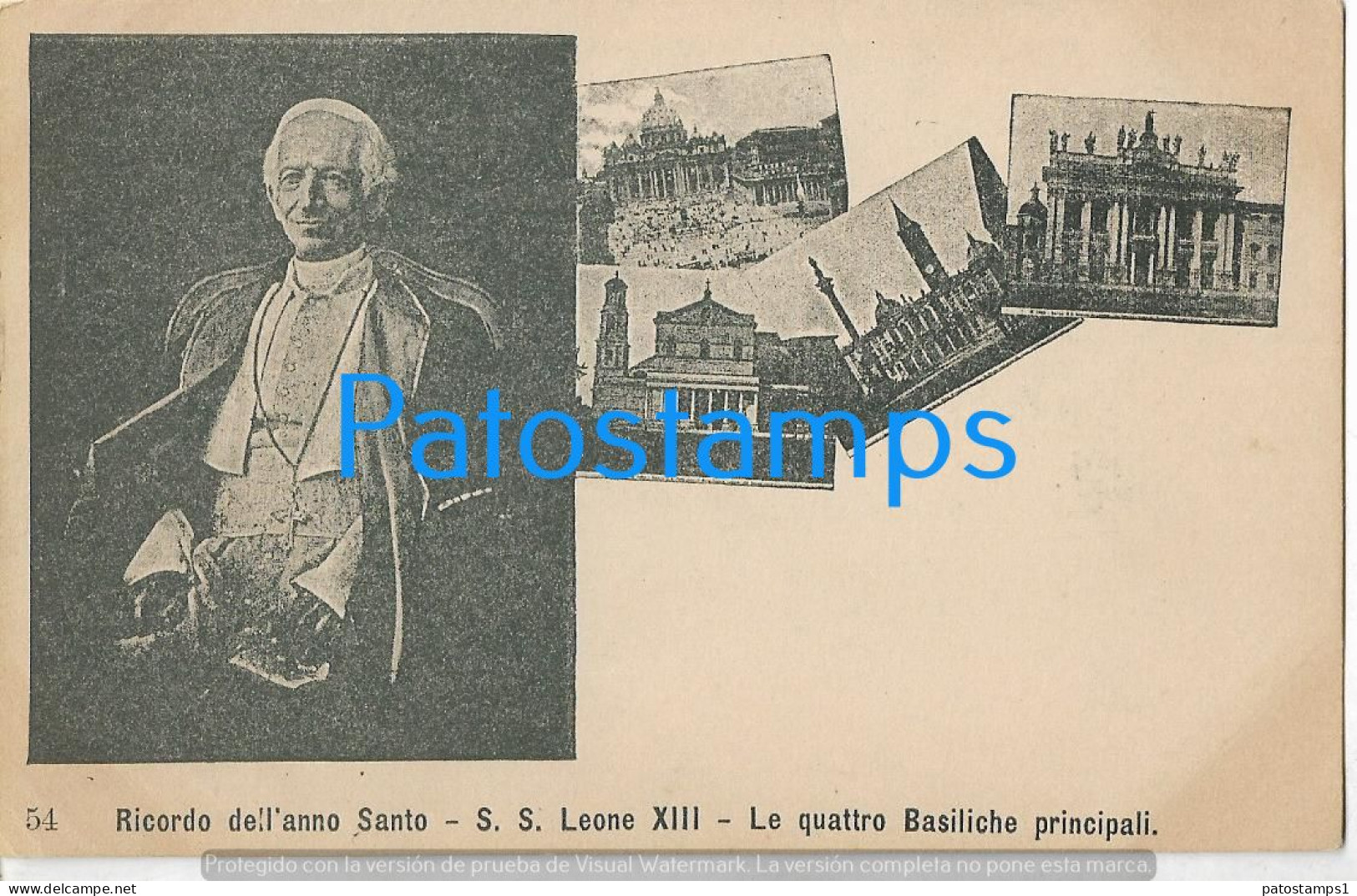 228715 ITALY MEMORY OF THE HOLY YEAR SS LEONE XIII THE FOUR MAIN BASILICAS POSTAL POSTCARD - Other & Unclassified