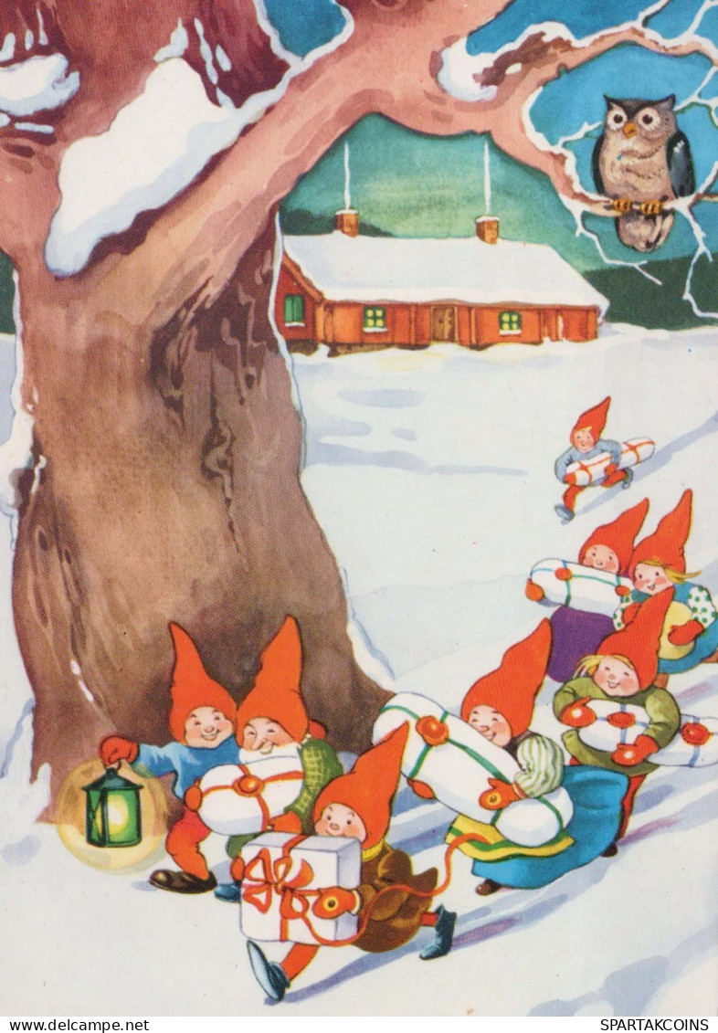 BABBO NATALE Buon Anno Natale GNOME Vintage Cartolina CPSM #PAU273.A - Santa Claus