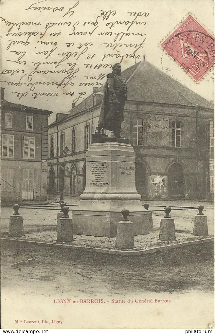 55  LIGNY En BARROIS   Statue Du Général Barrois - Ligny En Barrois