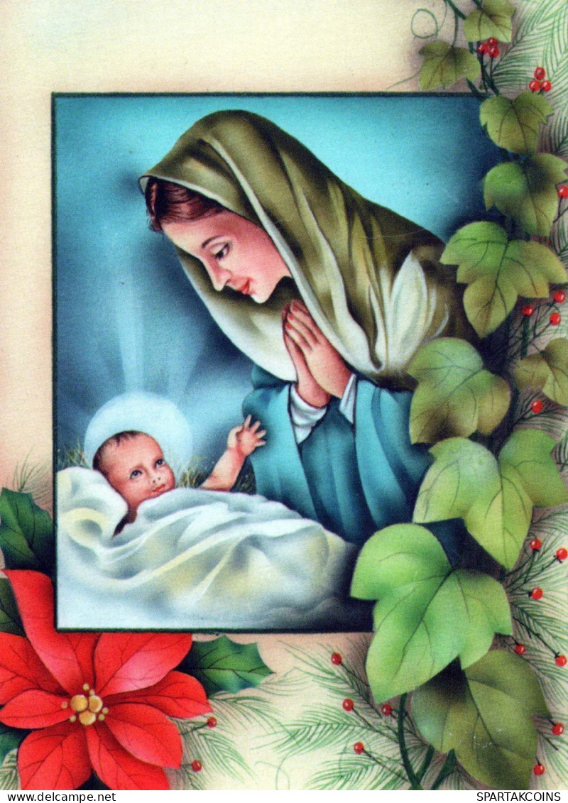 Vierge Marie Madone Bébé JÉSUS Religion Vintage Carte Postale CPSM #PBQ146.A - Jungfräuliche Marie Und Madona