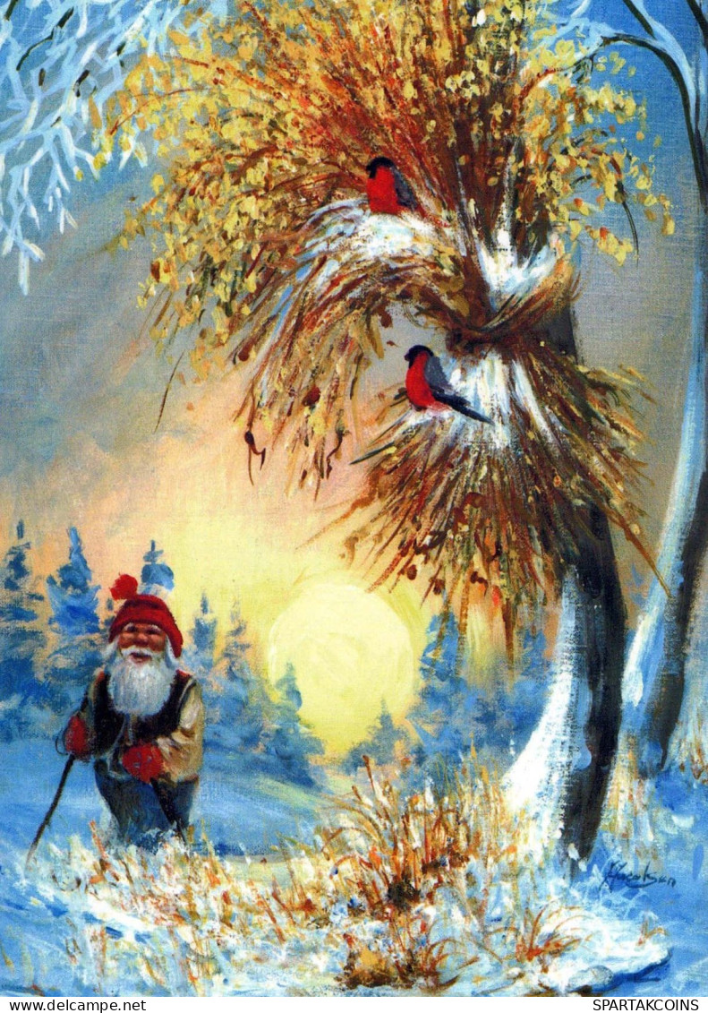 SANTA CLAUS Happy New Year Christmas GNOME Vintage Postcard CPSM #PBM089.A - Kerstman