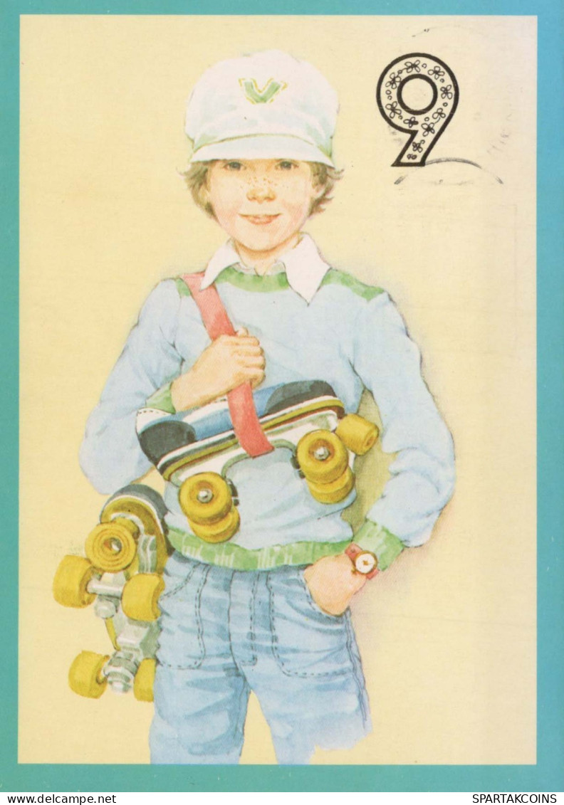 HAPPY BIRTHDAY 9 Year Old BOY CHILDREN Vintage Postal CPSM #PBT856.A - Verjaardag