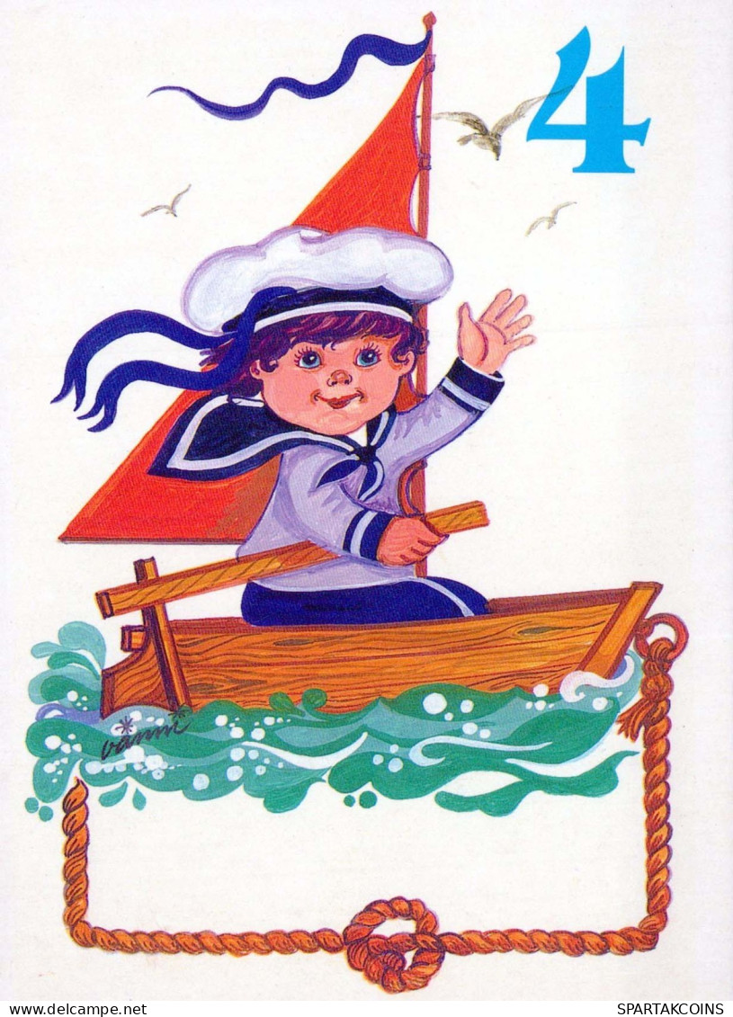 JOYEUX ANNIVERSAIRE 4 Ans GARÇON ENFANTS Vintage Postal CPSM #PBT749.A - Birthday