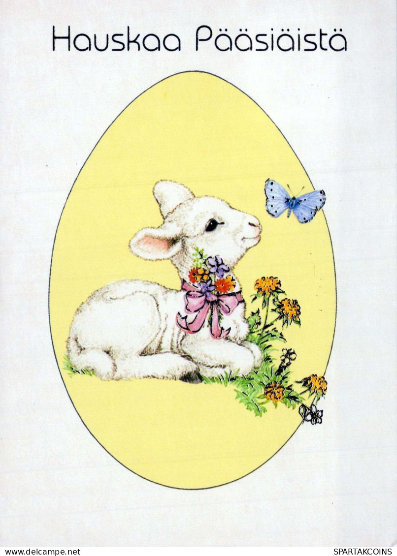 PÂQUES RAM FLEURS Animaux Vintage Carte Postale CPSM #PBS968.A - Easter