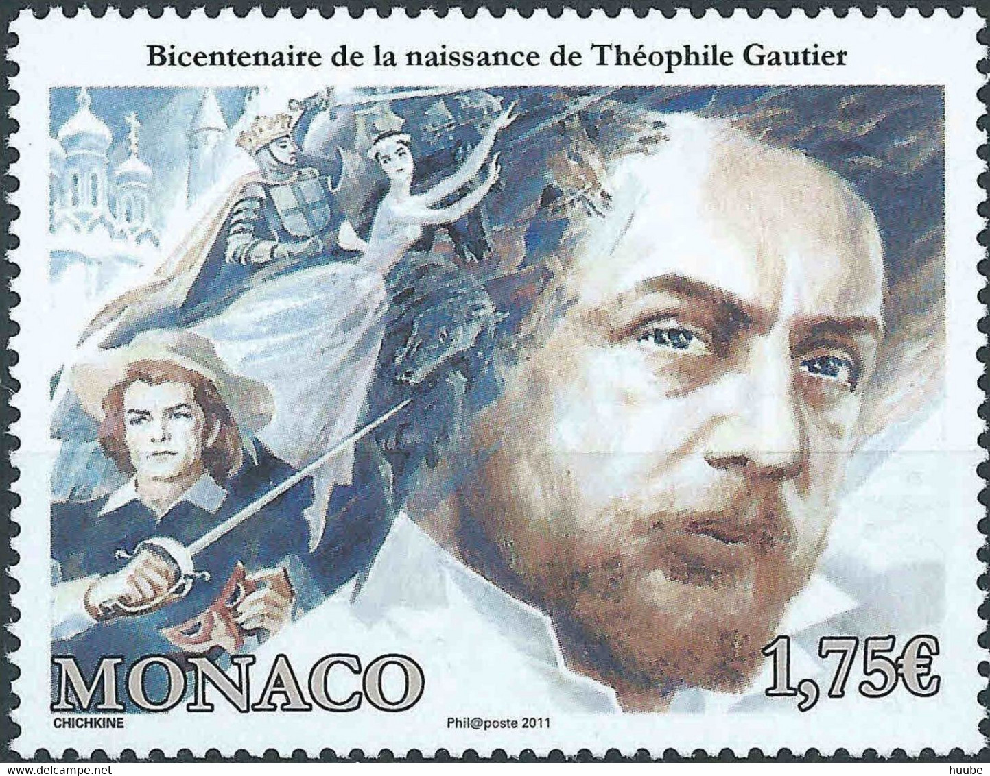 Monaco, 2011, Mi 3059, The 200th Anniversary Of The Birth Of Théophile Gautier, Ballet Scene From Giselle, 1v, MNH - Dans