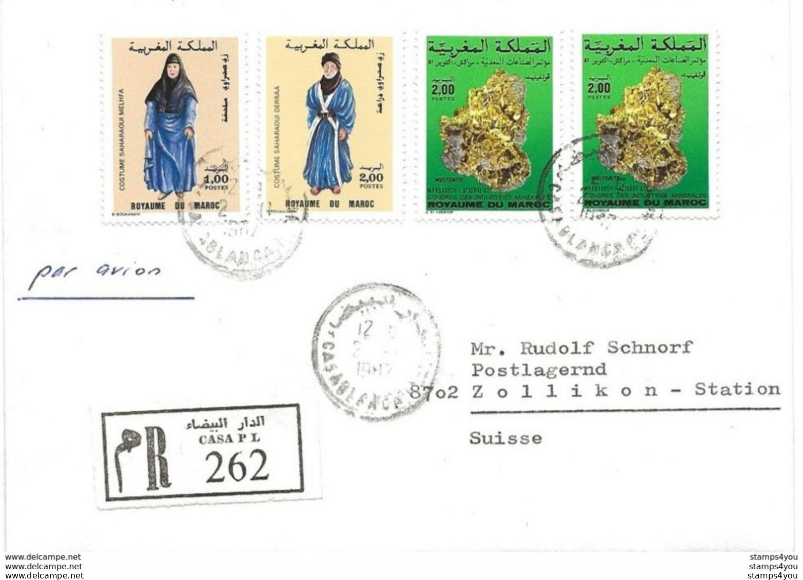 127 - 29 - Enveloppe Recommandée Envoyée De Casa En Suisse 1982 - Tunisia