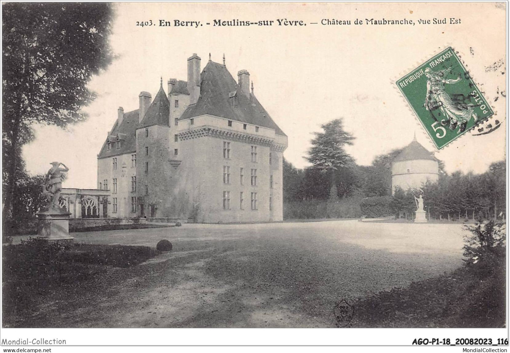 AGOP1-0059-18 - En Berry - MOULINS-sur-YEVRE - Cher - Chateau De Maubranches - Vue Sud-est - Bourges