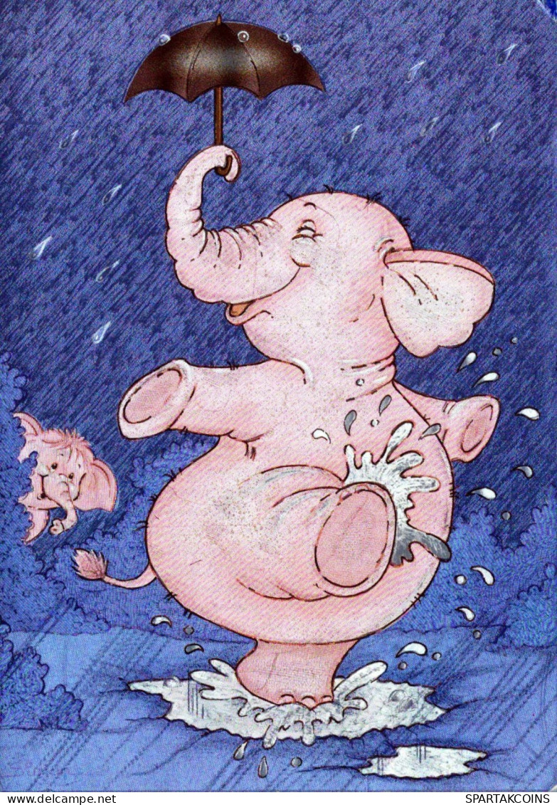 ELEFANTE Animale LENTICULAR 3D Vintage Cartolina CPSM #PAZ147.A - Elephants