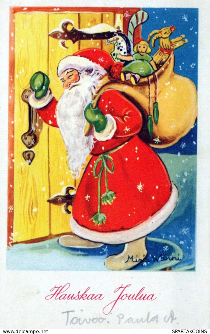 BABBO NATALE Buon Anno Natale Vintage Cartolina CPSMPF #PKG366.A - Santa Claus