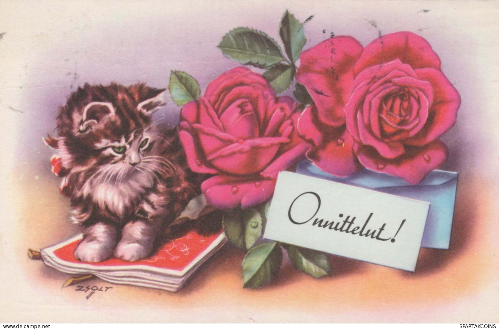 KATZE MIEZEKATZE Tier Vintage Ansichtskarte Postkarte CPA #PKE750.A - Cats